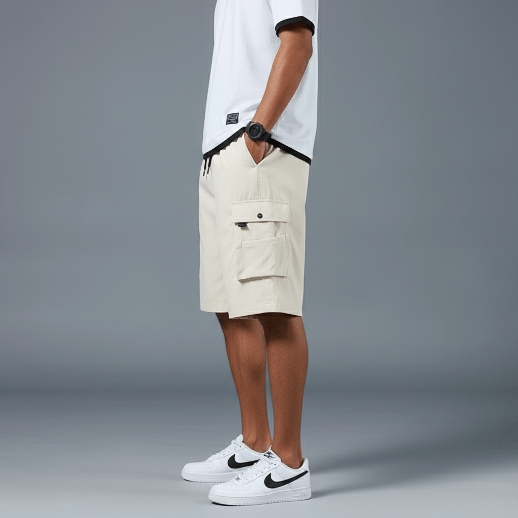 Gerard Drawstring Cargo Shorts with Side Slip Pockets