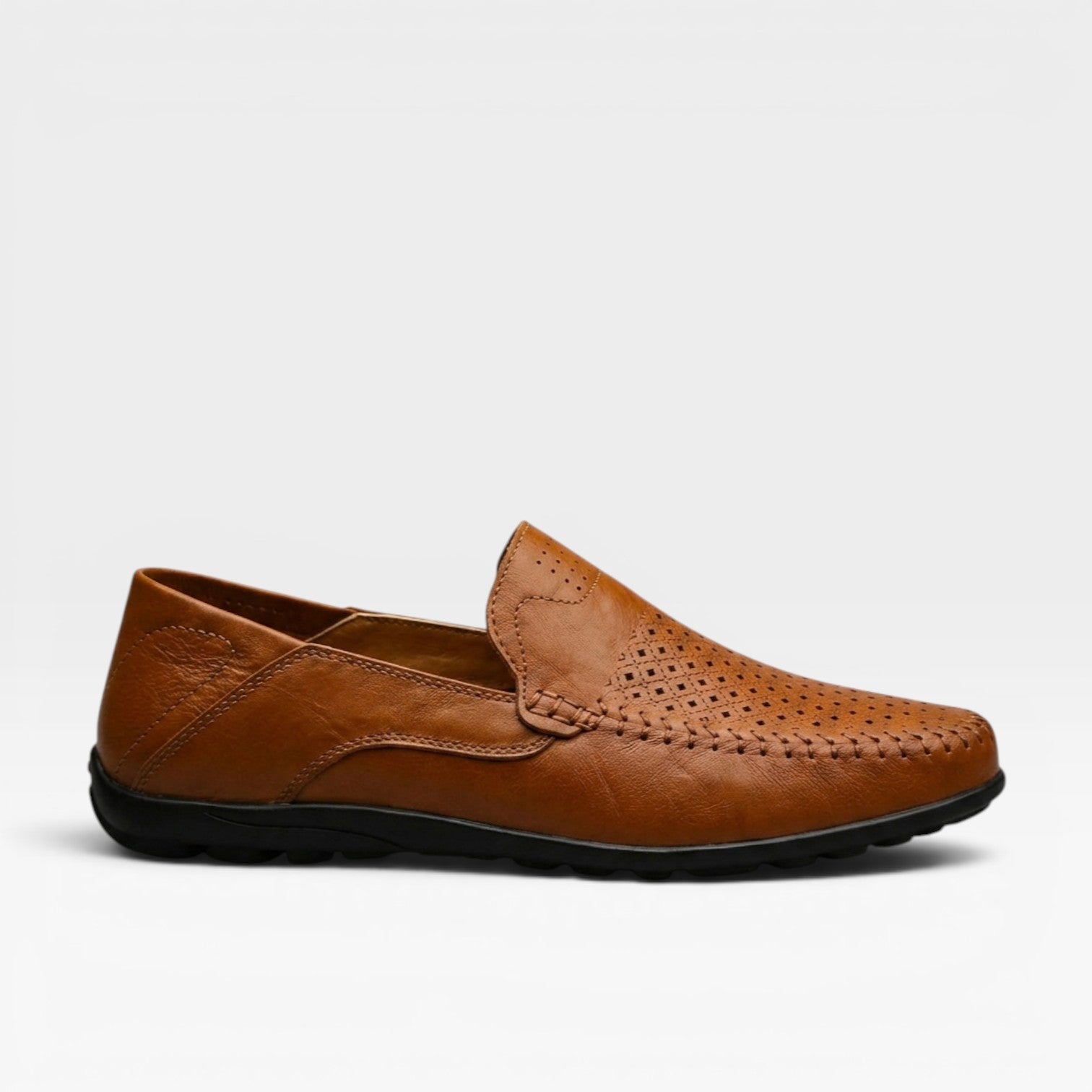 Loren Amor Men's Perforated Genuine Leather Slip On Driving Loafers