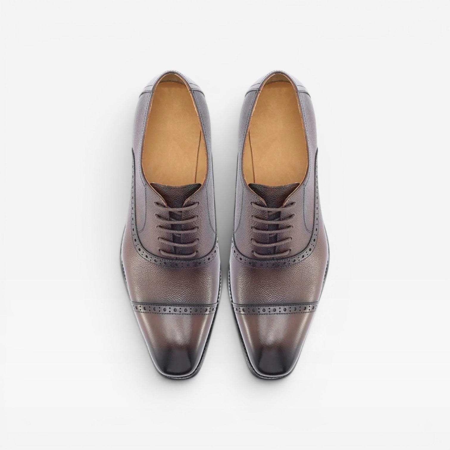 Men's Genuine Leather Cap Toe Brogue Oxford Shoes