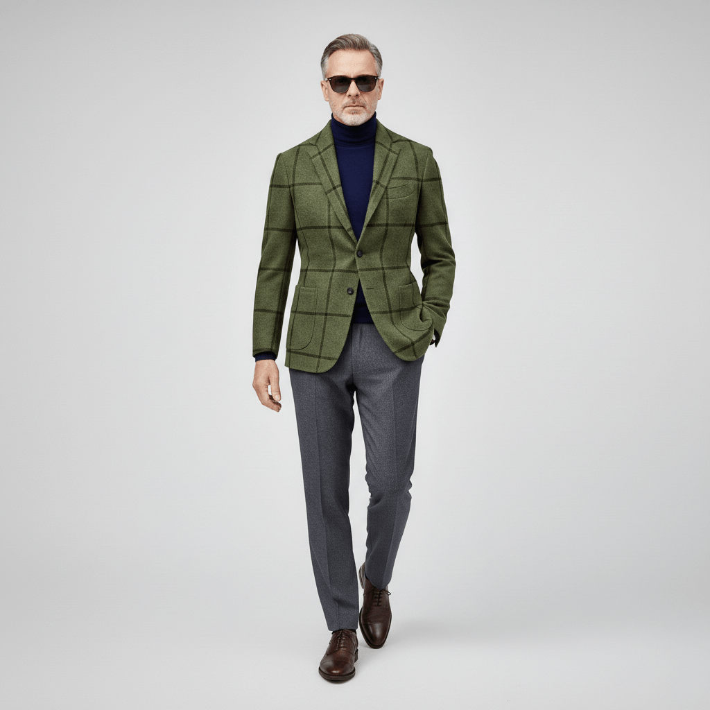 Gregor Plaid Tweed Blazer for Men Vintage Check Blazer