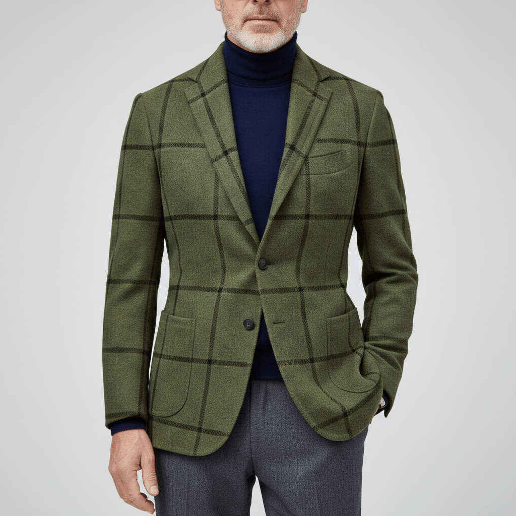 Gregor Plaid Tweed Blazer for Men Vintage Check Blazer