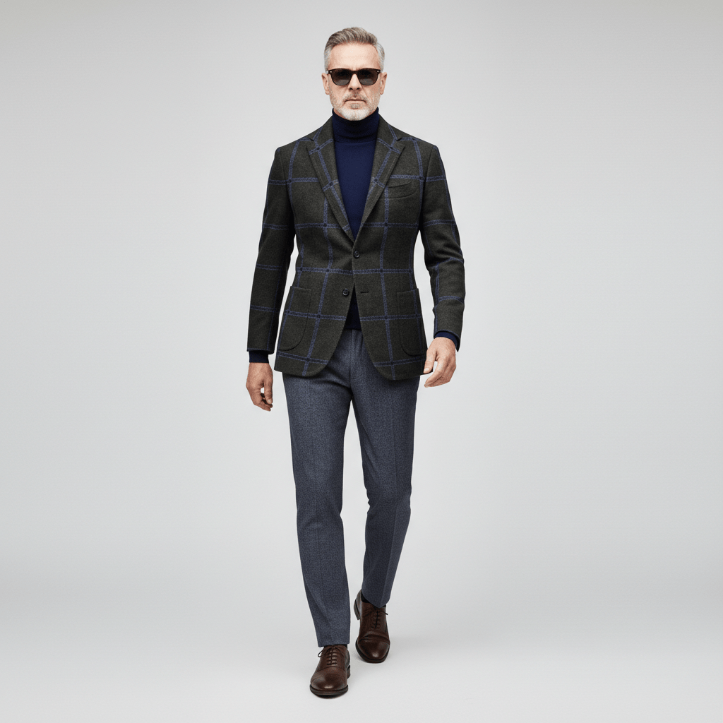 Gregor Plaid Tweed Blazer for Men Vintage Check Blazer