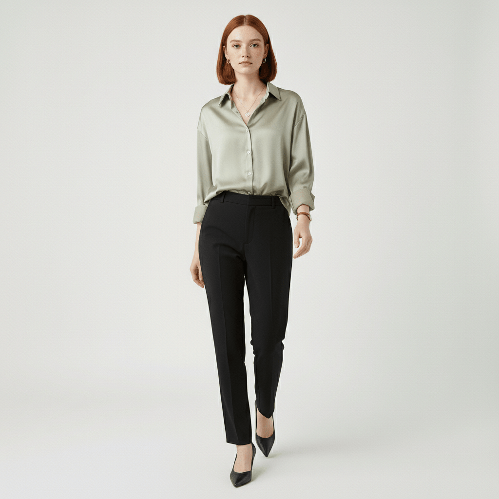 Hailey Button-Up Long Sleeve Blouse with Shirt Collar