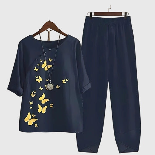 Alessia Couture Women's Printed Relaxed Fit Top and Trouser Co-ord