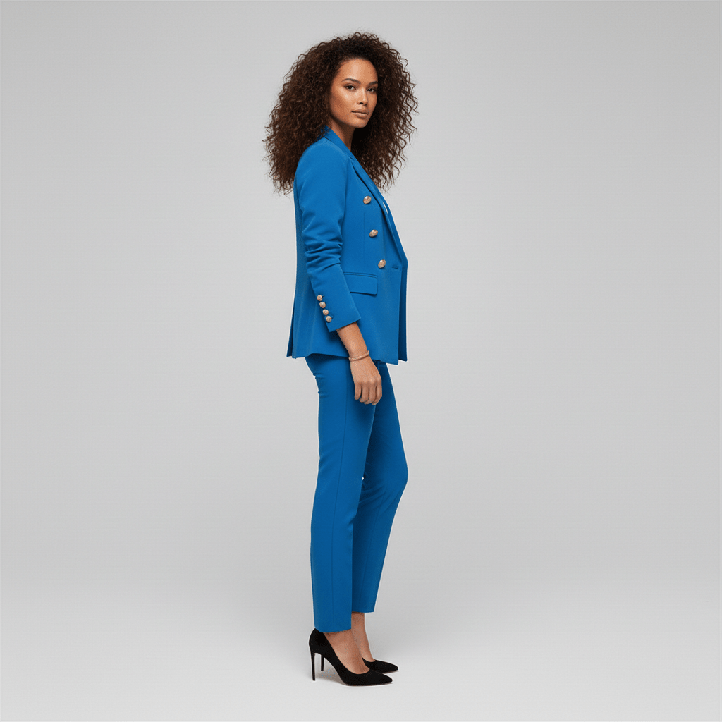 Henley Two Piece Set Double-Breasted Blazer and Tailored Pants