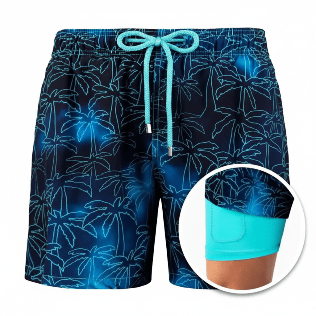 Ian Swim Shorts with Drawstring Waist and Compression Liner