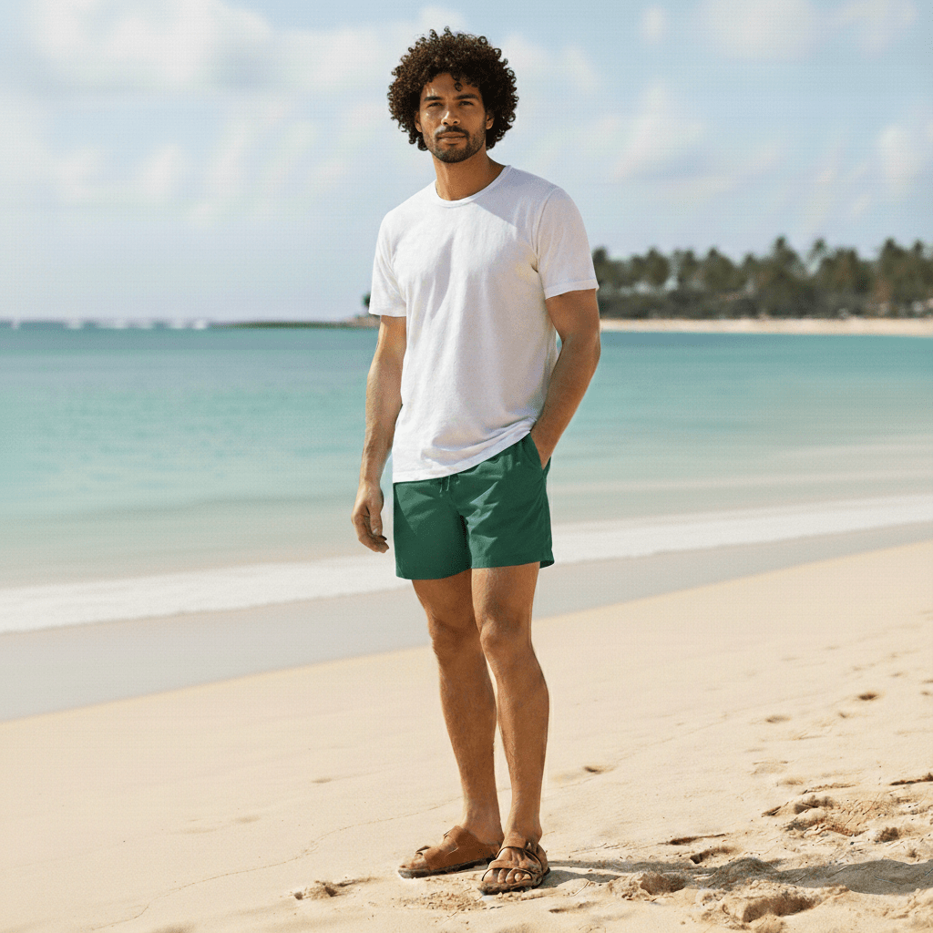 Ian Swim Shorts with Drawstring Waist and Compression Liner
