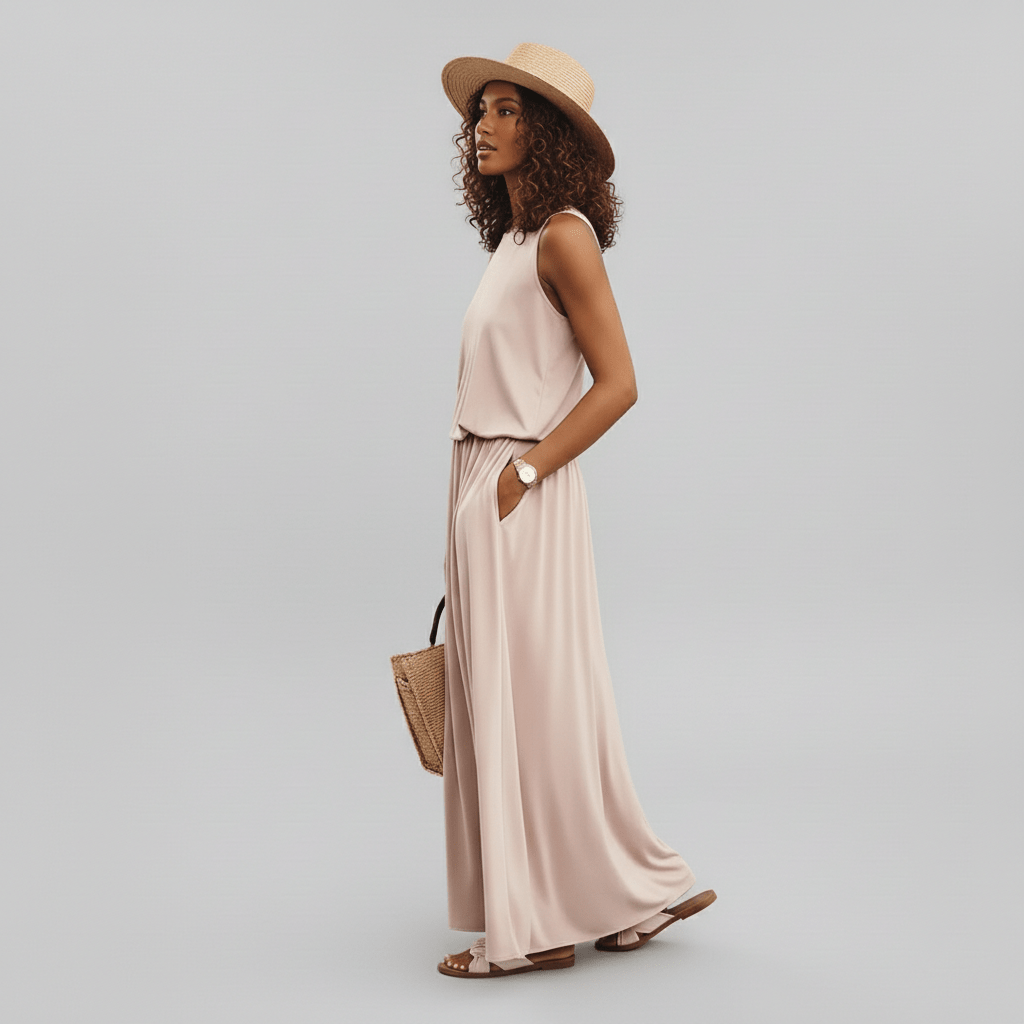 Jana Sleeveless Round Neck Maxi Dress for Women