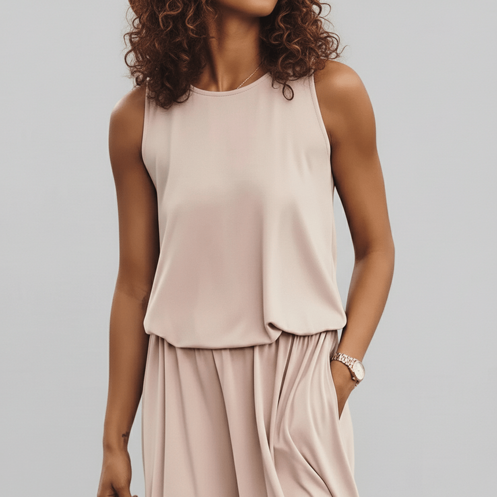 Jana Sleeveless Round Neck Maxi Dress for Women