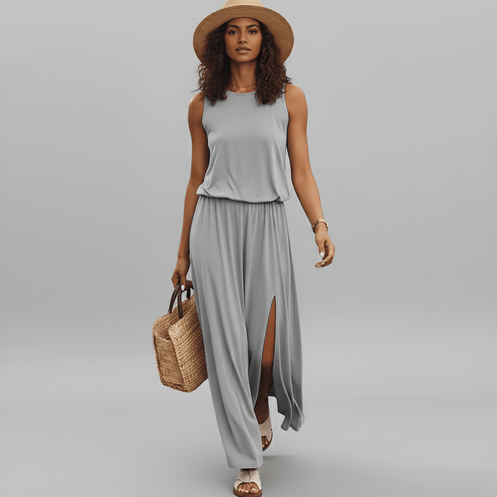 Jana Sleeveless Round Neck Maxi Dress for Women