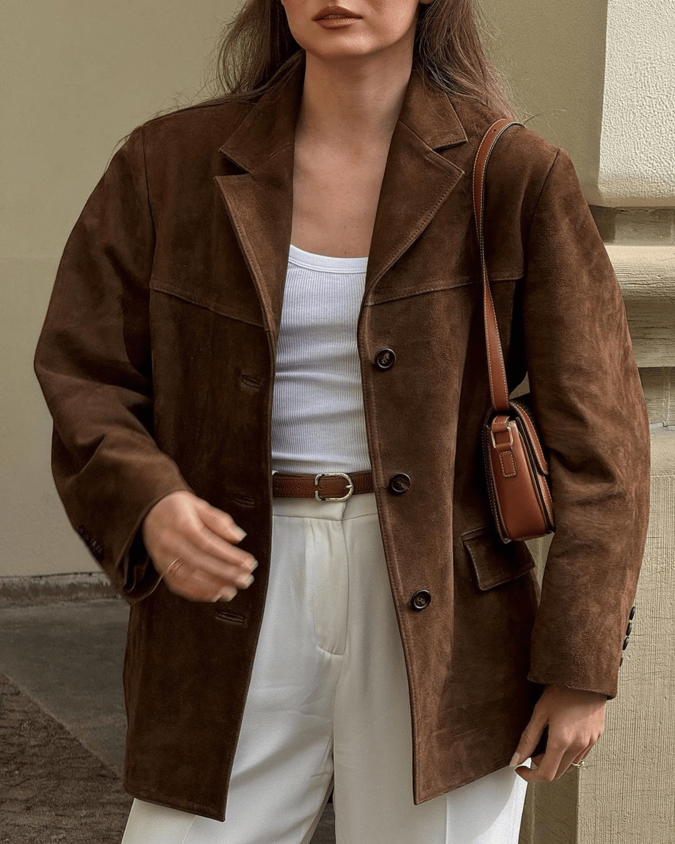 Women's Faux Suede Single Breasted Tailored Blazer