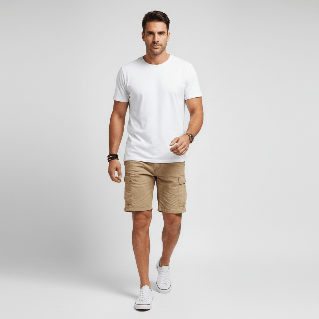 Jonas Cargo Shorts with Side Slip Pockets and Belt Loops
