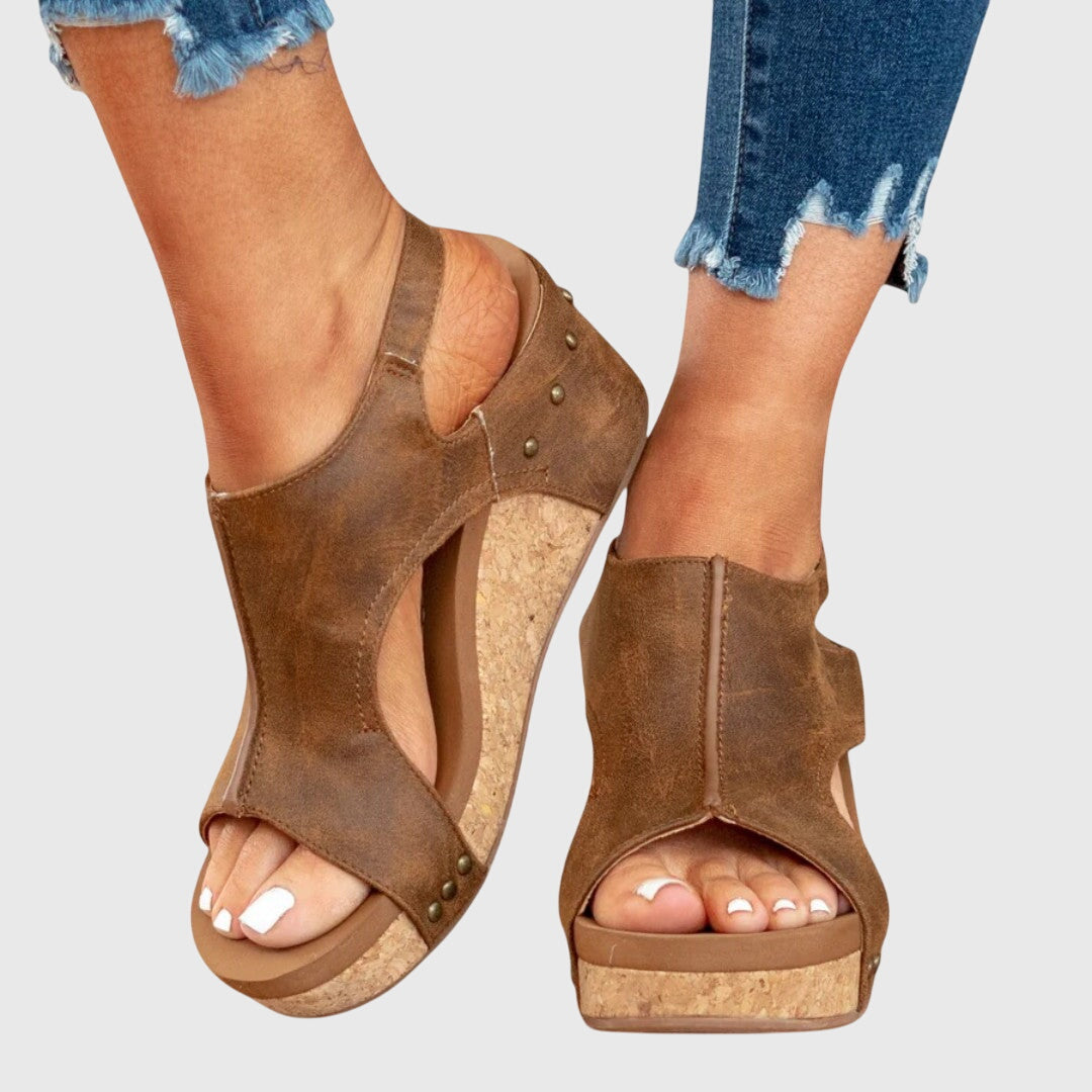 Women's Orthopaedic Studded Open Toe Slingback Wedge Sandals