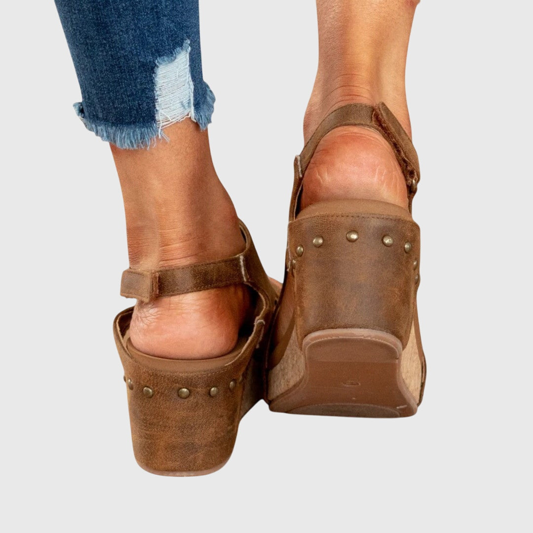Women's Orthopaedic Studded Open Toe Slingback Wedge Sandals
