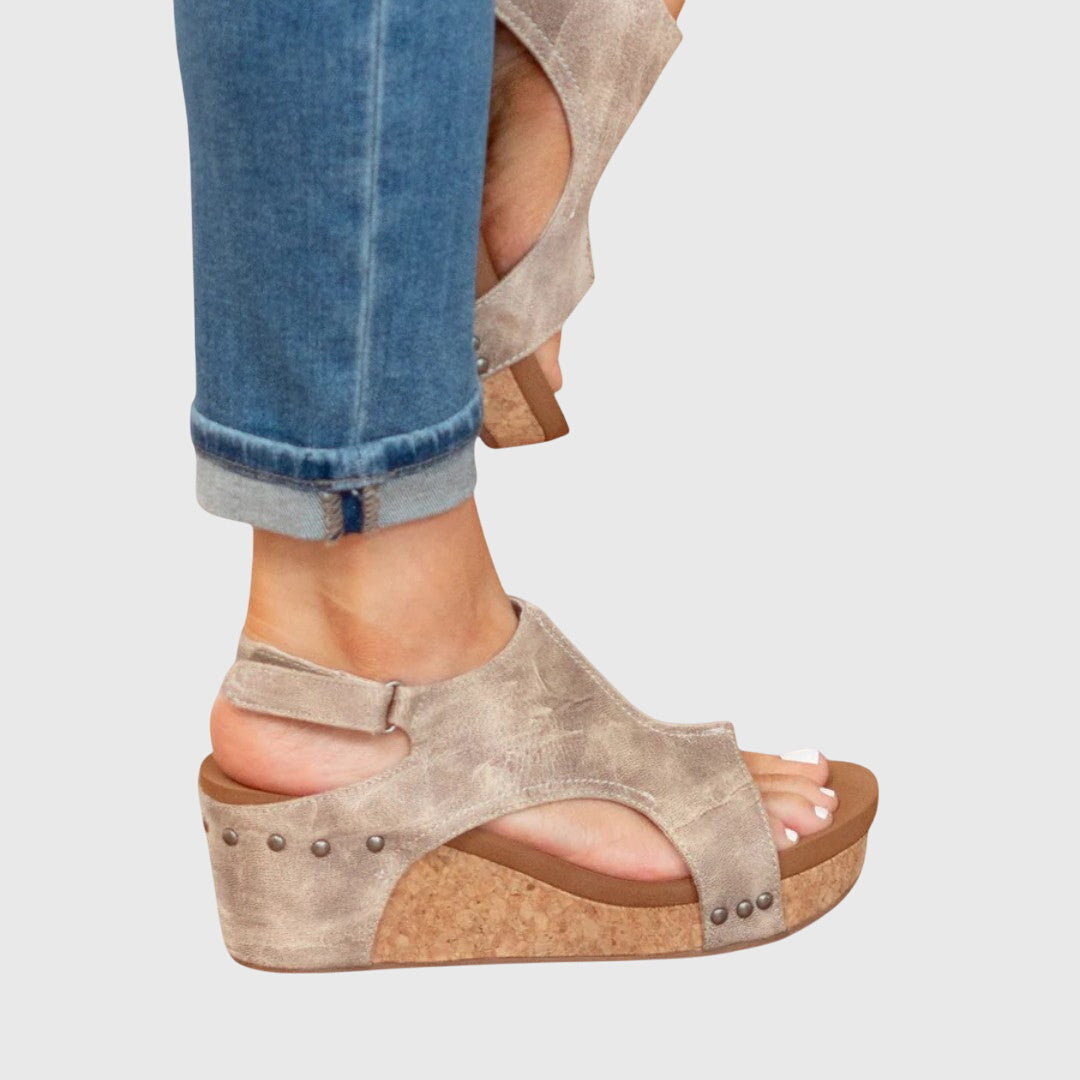 Women's Orthopaedic Studded Open Toe Slingback Wedge Sandals