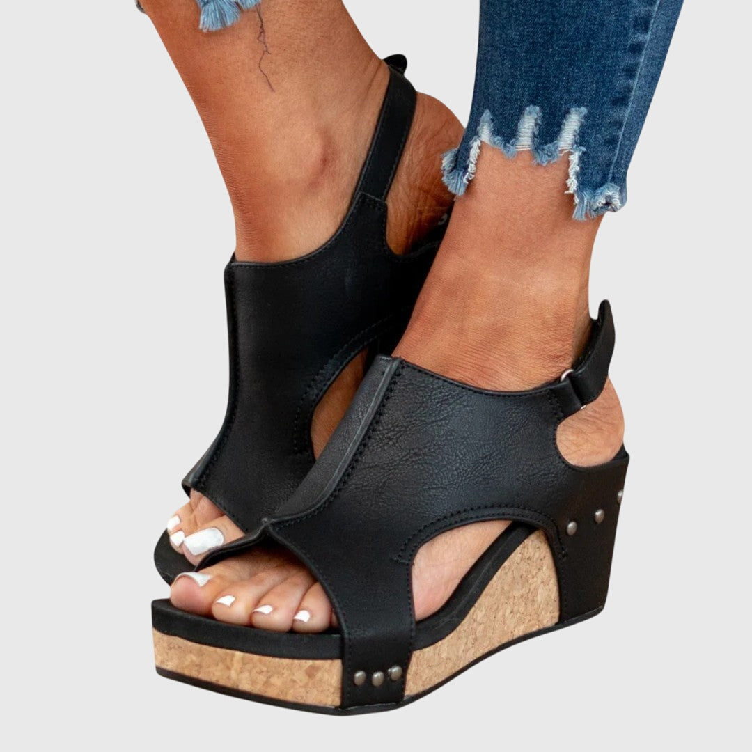 Women's Orthopaedic Studded Open Toe Slingback Wedge Sandals