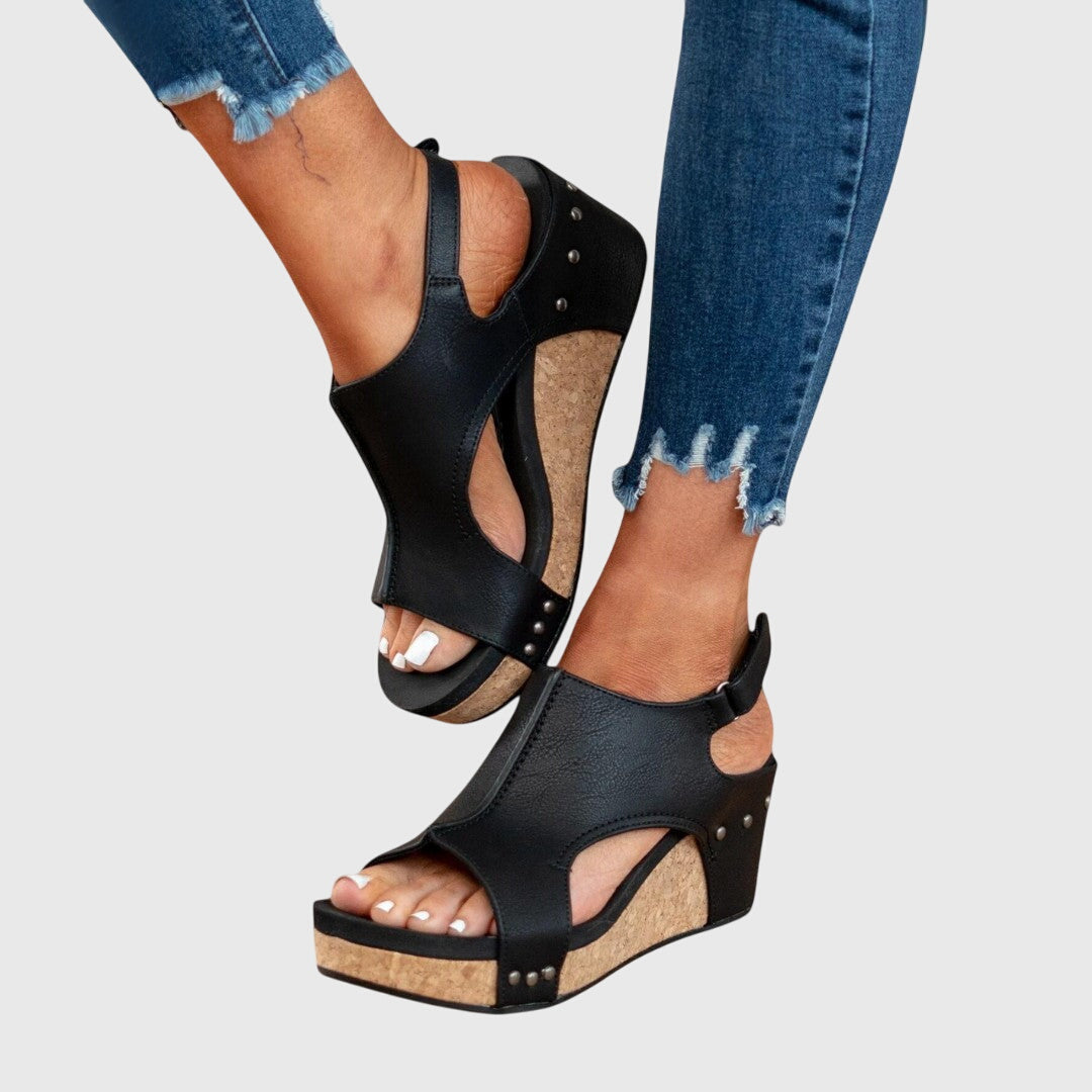 Women's Orthopaedic Studded Open Toe Slingback Wedge Sandals