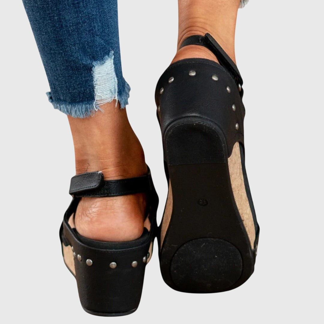 Women's Orthopaedic Studded Open Toe Slingback Wedge Sandals
