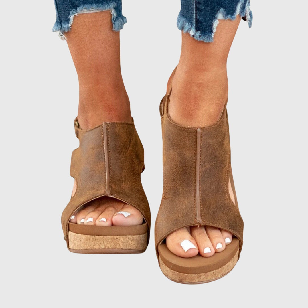 Women's Orthopaedic Studded Open Toe Slingback Wedge Sandals