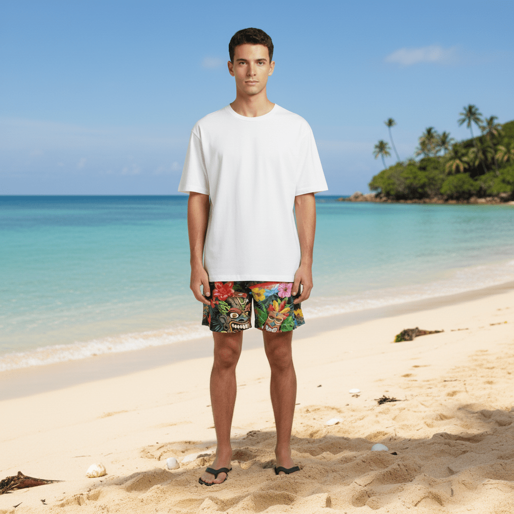 Keith Graphic Print Swim Shorts with Drawstring Waist