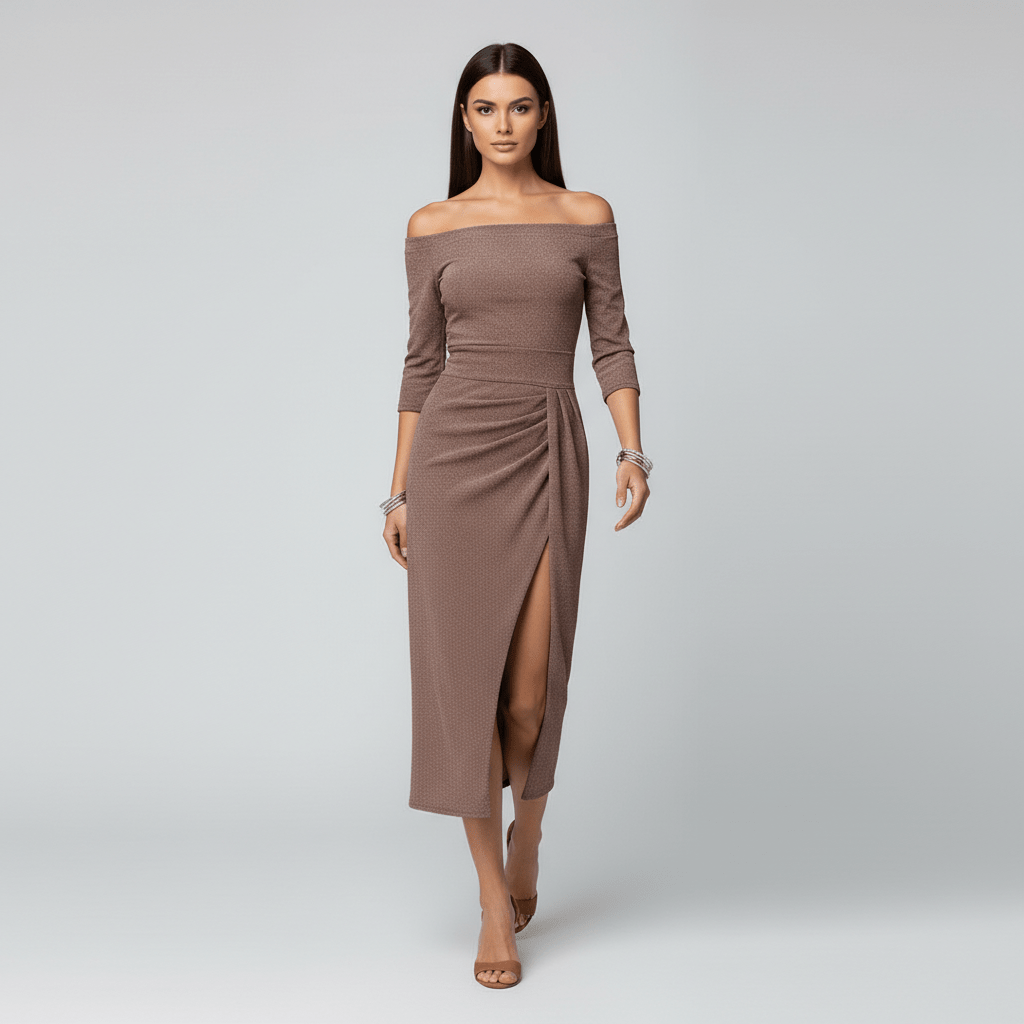 Kitty Elegant Off-Shoulder Wedding Guest Dress