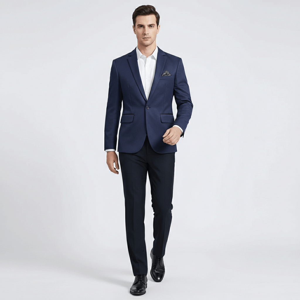 Kurt Single Button Blazer with Notch Lapel and Flap Pockets
