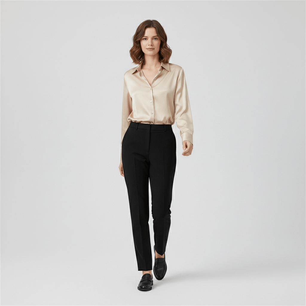 Liesel Button-Up Long Sleeve Blouse with Shirt Collar