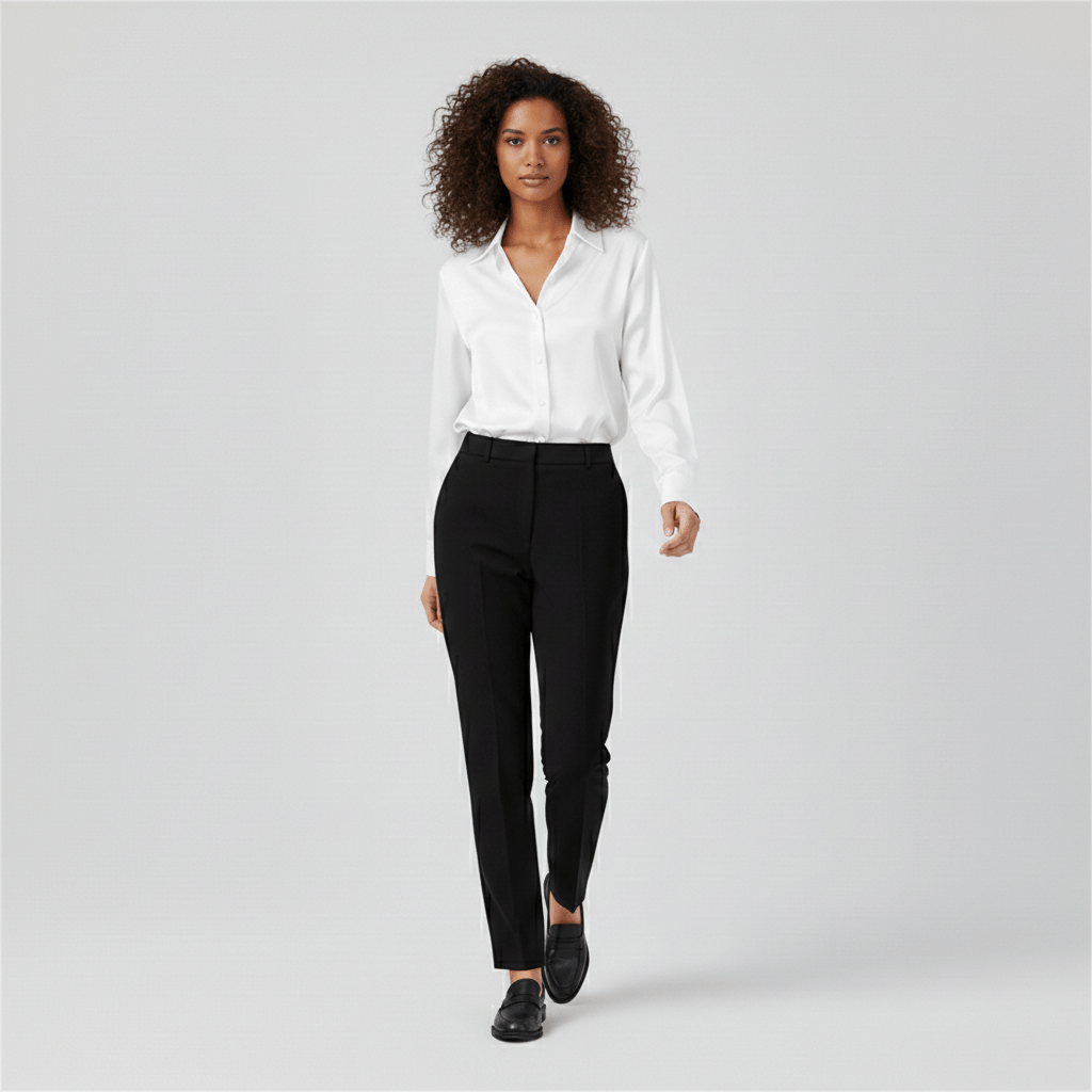 Liesel Button-Up Long Sleeve Blouse with Shirt Collar