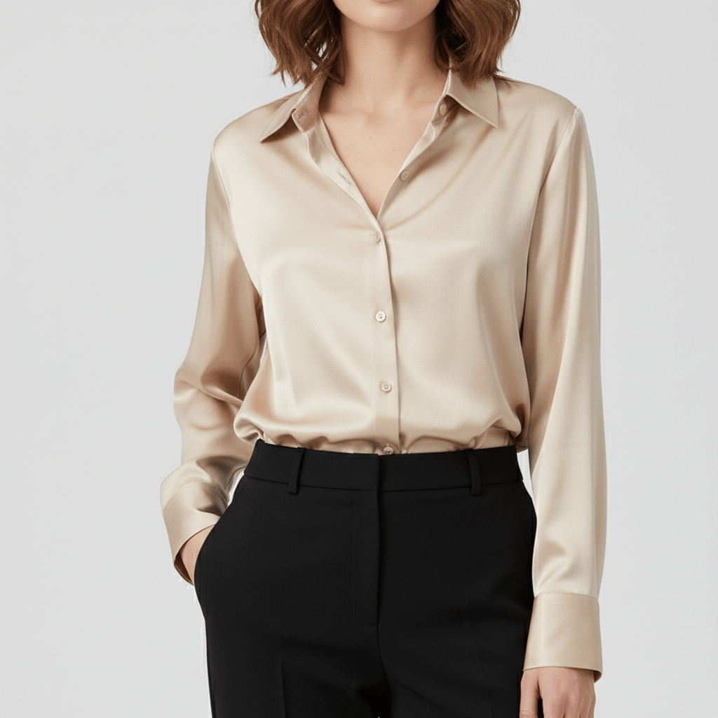 Liesel Button-Up Long Sleeve Blouse with Shirt Collar
