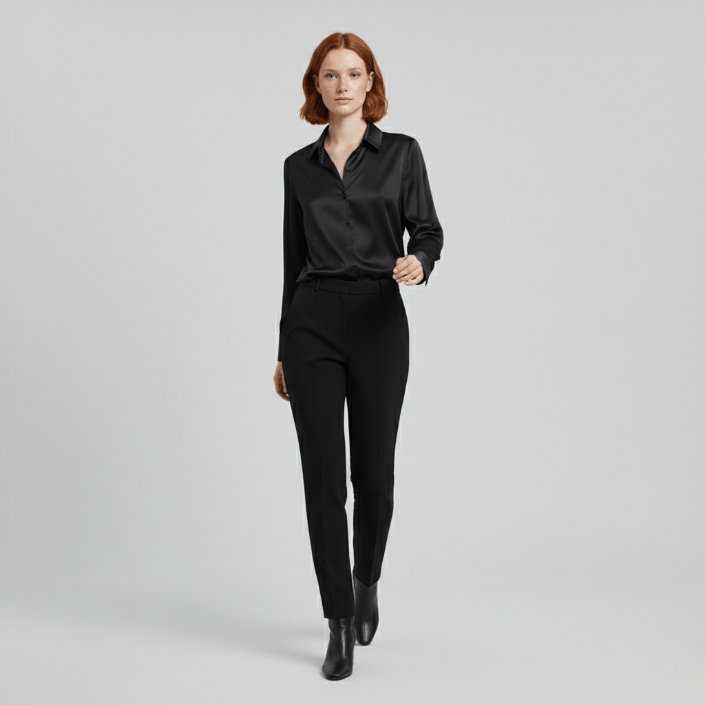 Liesel Button-Up Long Sleeve Blouse with Shirt Collar