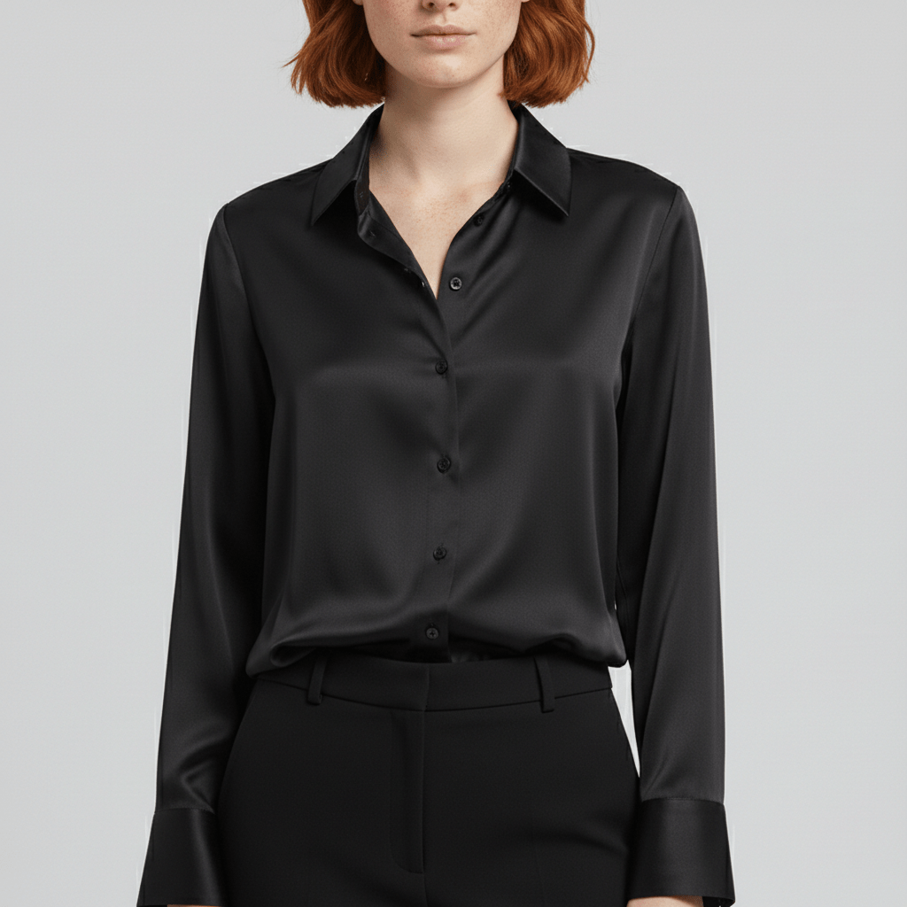 Liesel Button-Up Long Sleeve Blouse with Shirt Collar