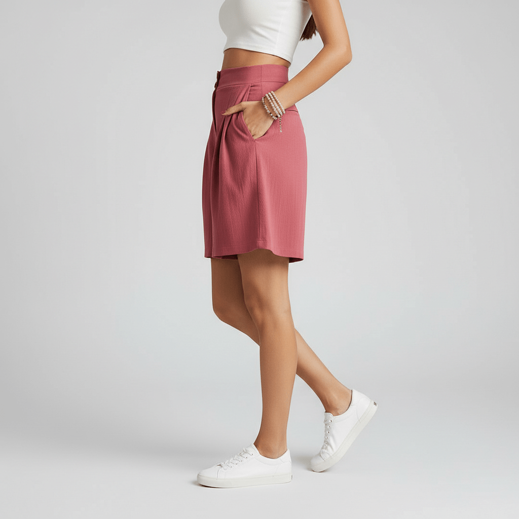 Louisa High Waist Shorts Pleated Front Wide Leg