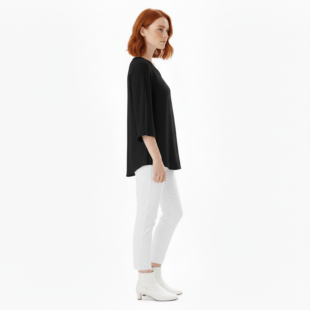 Mabel V-Neck Three-Quarter Sleeve Blouse