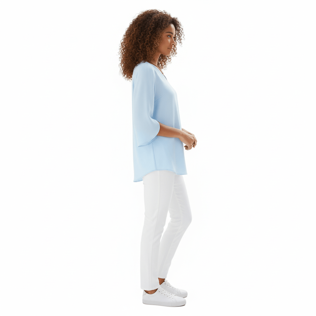 Mabel V-Neck Three-Quarter Sleeve Blouse