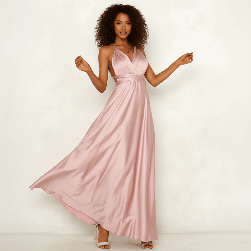 May Satin Plunge Maxi Wedding Guest Dress