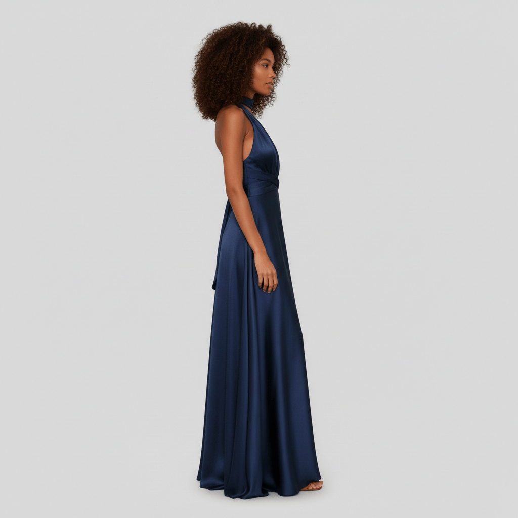 May Satin Plunge Maxi Wedding Guest Dress