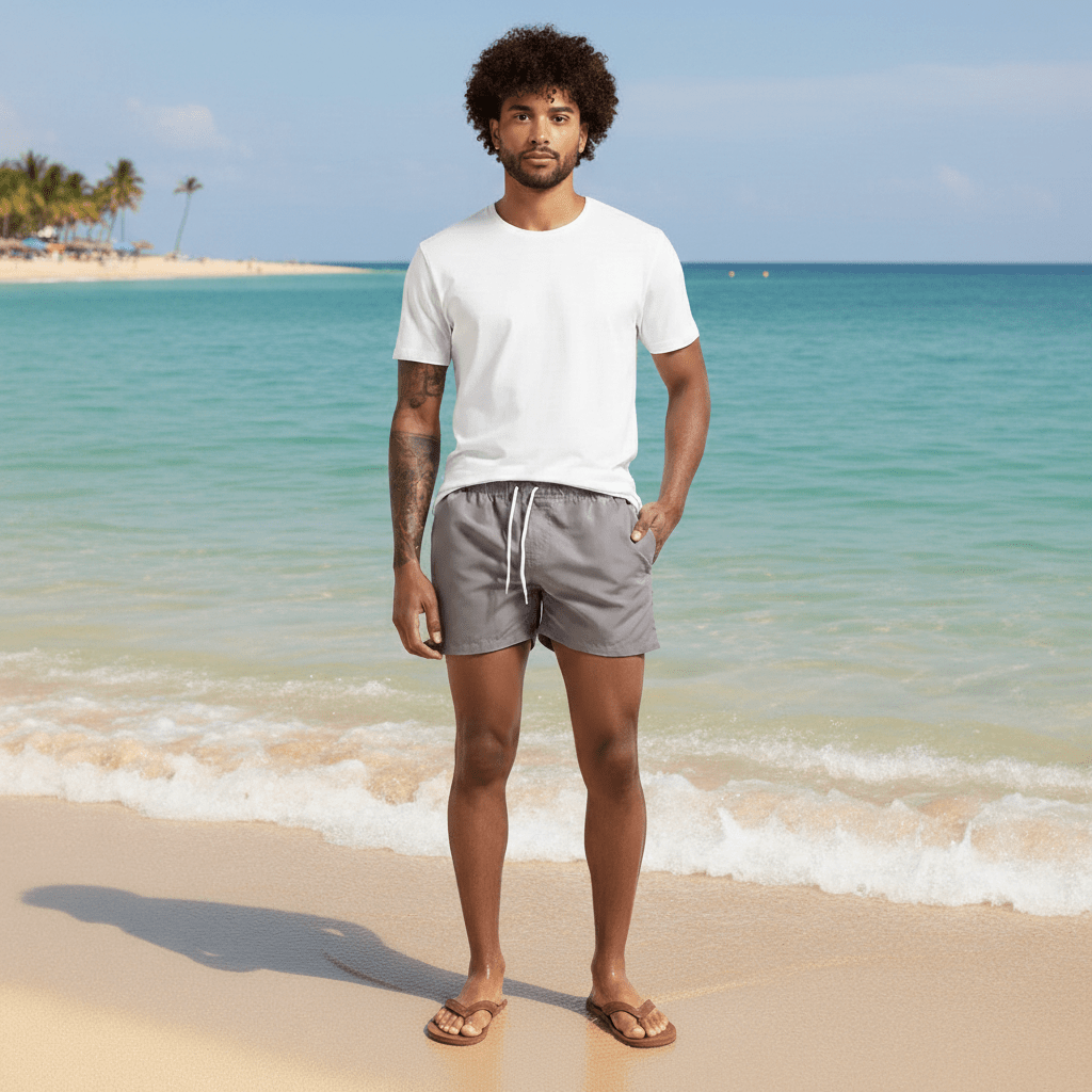 Melvin Drawstring Swim Shorts with Elastic Waist and Side Pockets