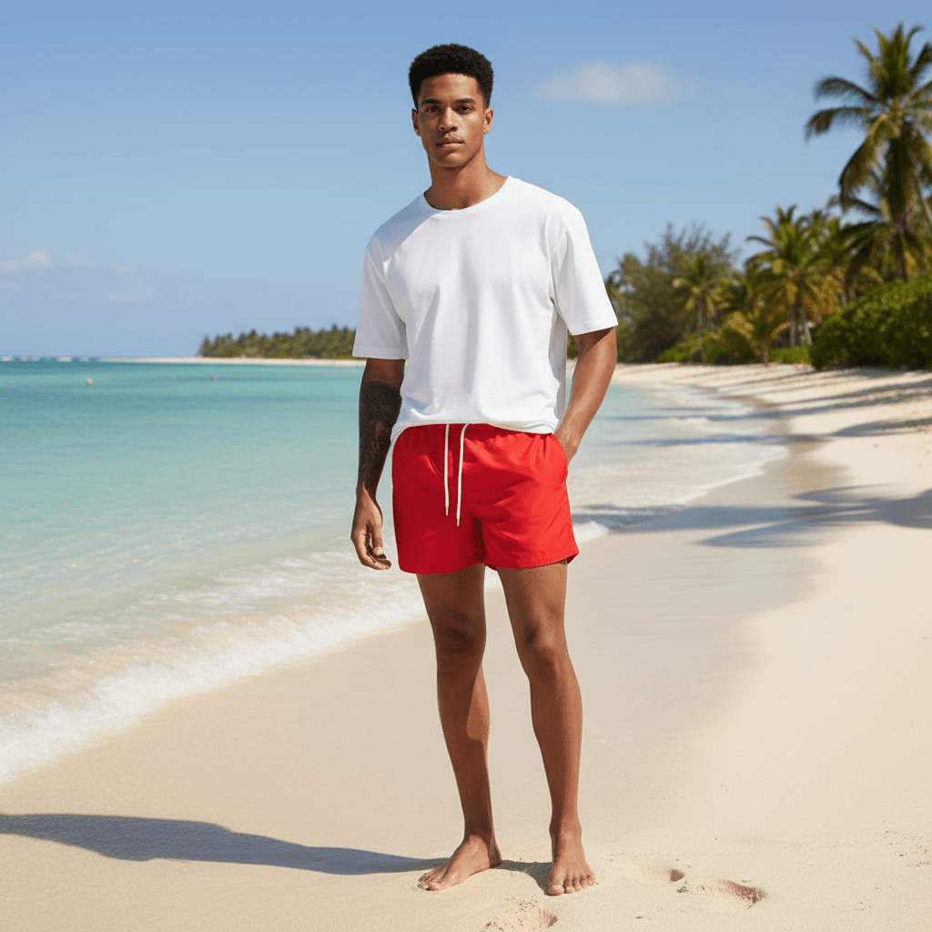 Melvin Drawstring Swim Shorts with Elastic Waist and Side Pockets