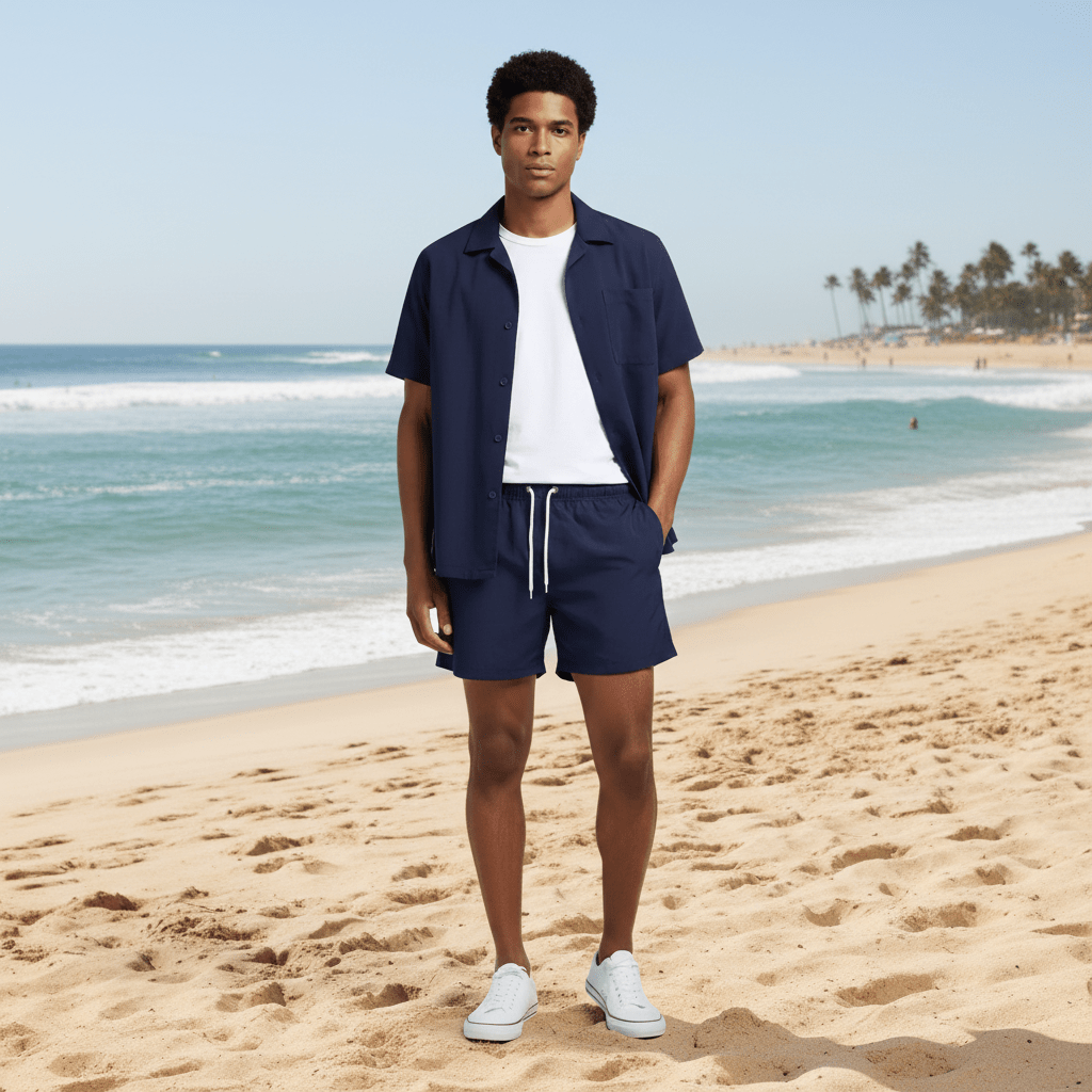 Melvin Drawstring Swim Shorts with Elastic Waist and Side Pockets