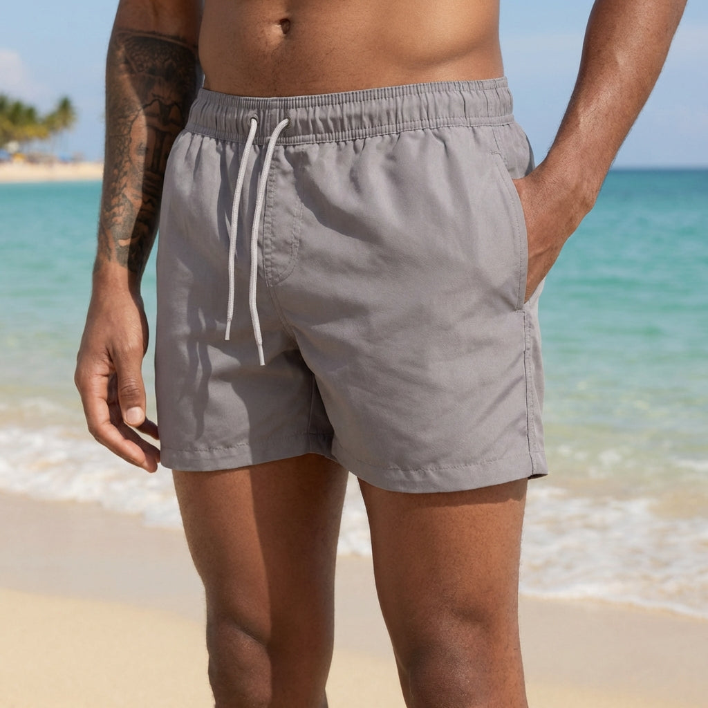 Melvin Drawstring Swim Shorts with Elastic Waist and Side Pockets