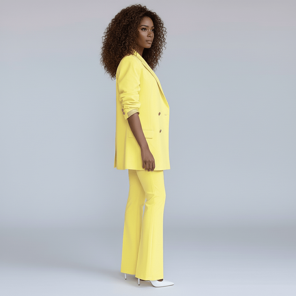 Nellie Two Piece Set Double-Breasted Blazer and Flared Pants