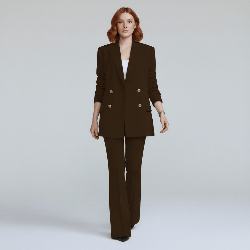 Nellie Two Piece Set Double-Breasted Blazer and Flared Pants