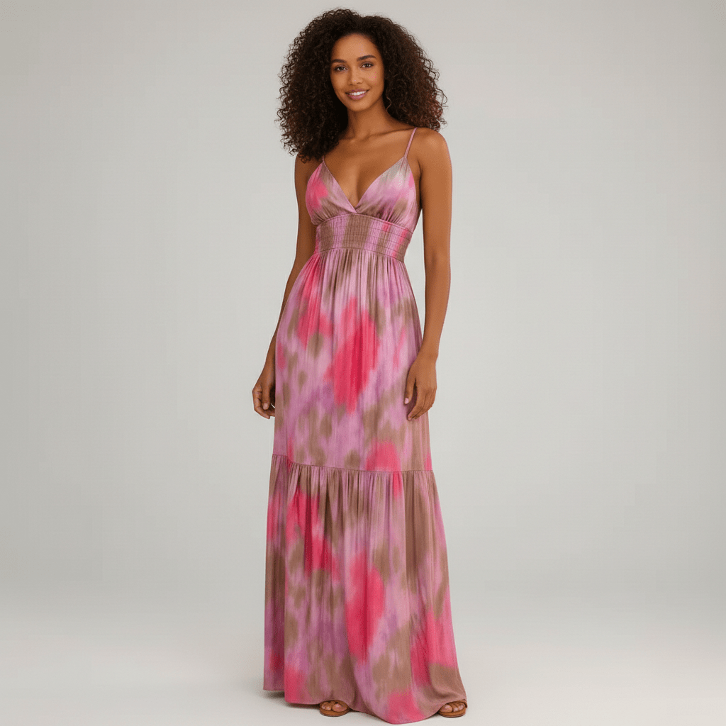 Nica Spaghetti Strap Maxi Summer Dress with Smocked Waist