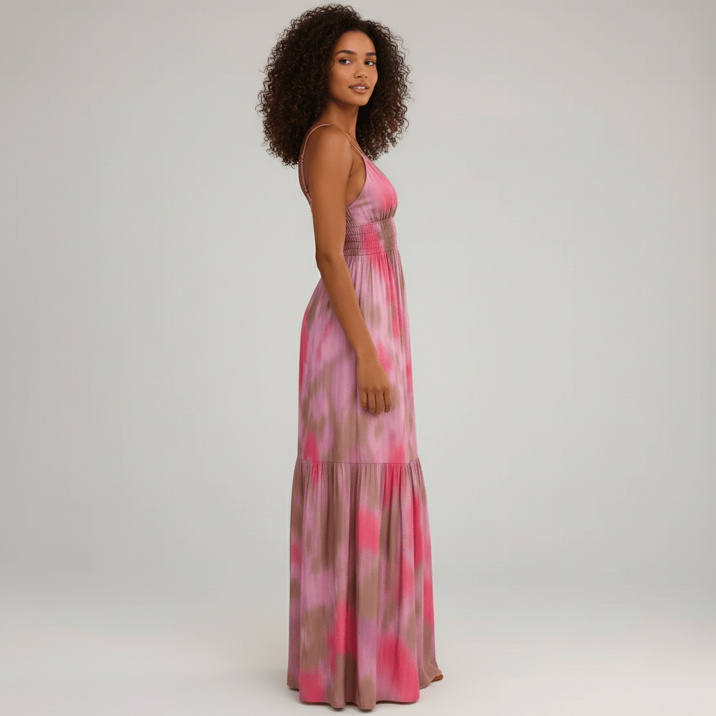 Nica Spaghetti Strap Maxi Summer Dress with Smocked Waist