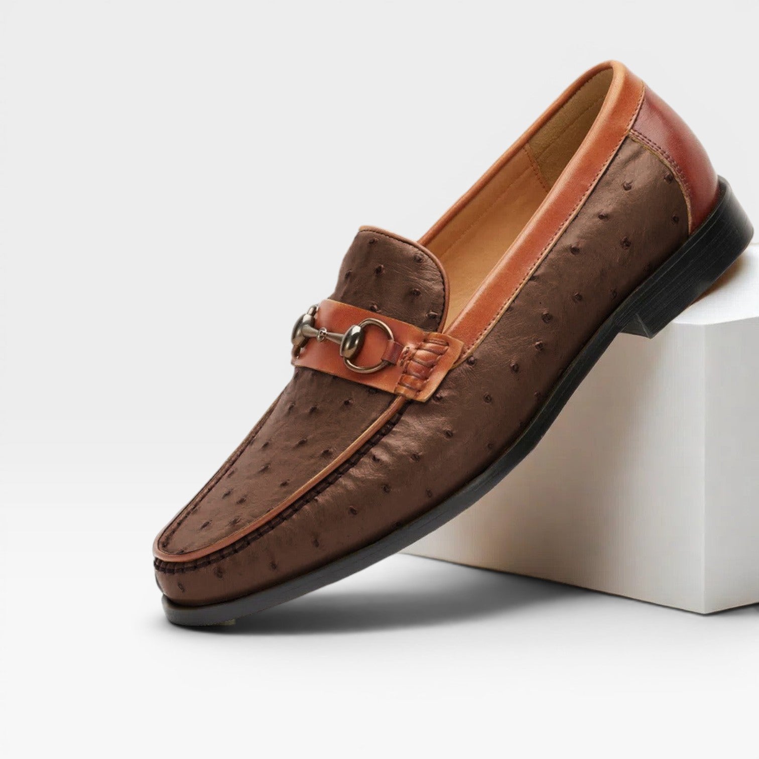 Men's Textured Genuine Leather Smart Slip On Horsebit Loafers