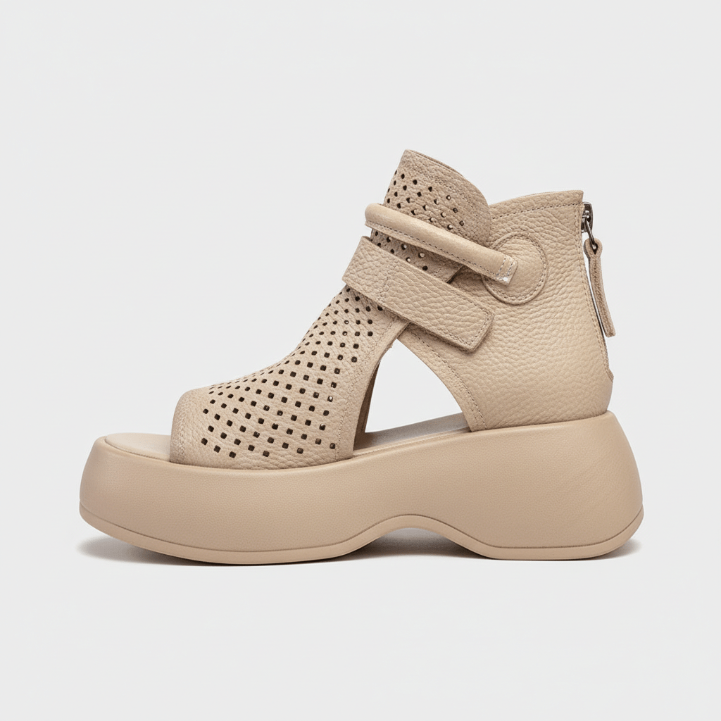 Novalie Peep Toe Platform Sandals Hook and Loop Sandals