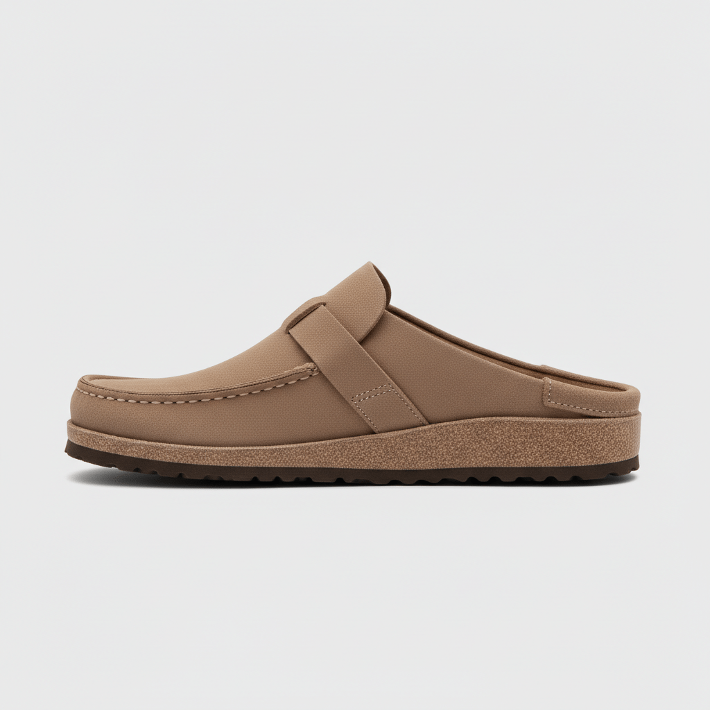 Olga Slide Sandals with Buckle Strap and Closed Toe
