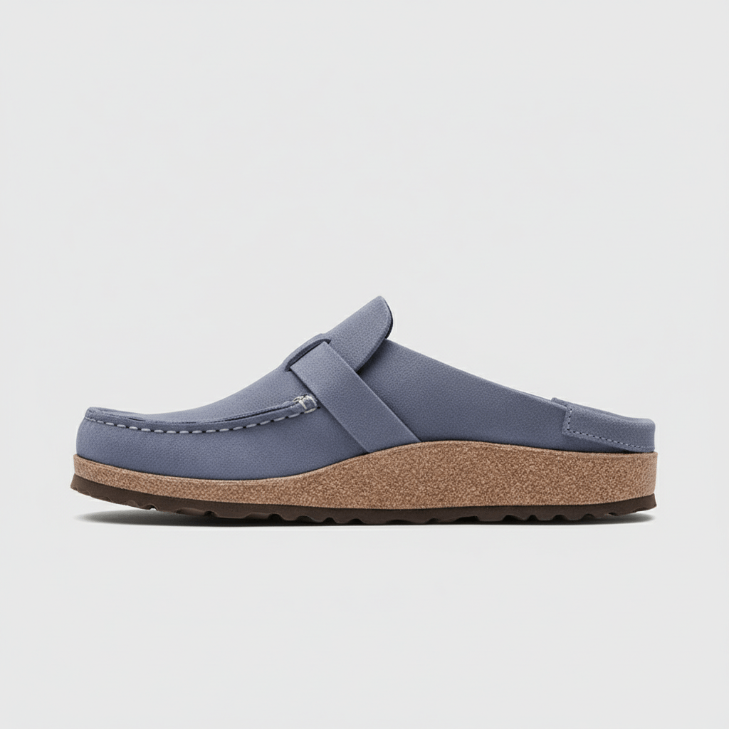 Olga Slide Sandals with Buckle Strap and Closed Toe