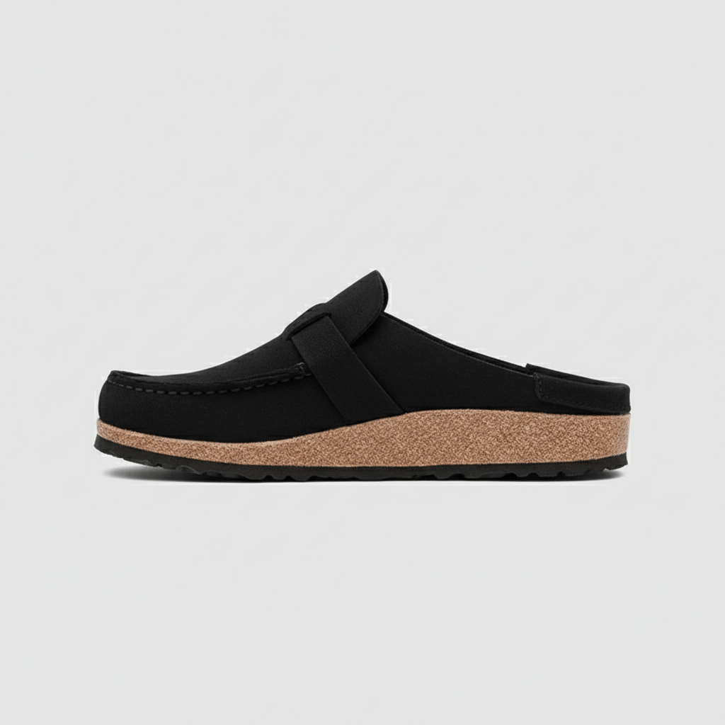 Olga Slide Sandals with Buckle Strap and Closed Toe