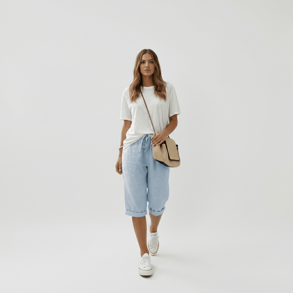 Olympia Drawstring Waist Shorts Rolled Hem Relaxed Fit